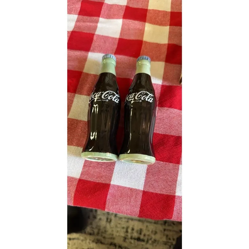 Vintage Coca-Cola Bottle Shape collectible Salt & Pepper Shakers Set of 2